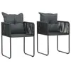 Image de vidaXL Chaises d'extérieur lot de 2 avec oreillers Résine tressée Noir