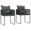 Image de Vidaxl Chaises D'extÃ©rieur 2 Pcs Avec Oreillers RÃ©sine TressÃ©e Noir