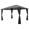 Image de vidaXL Tonnelle avec rideau Aluminium 4x3x2,6 m Noir44642