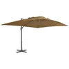 Image de vidaXL Parasol en porte-à-faux avec mât en aluminium 400x300 cm taupe