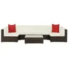 Image de vidaXL Salon de jardin 7 pcs avec coussins Résine tressée Marron44600