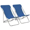 Image de vidaXL Chaises de plage pliables lot de 2 Acier et tissu oxford Bleu44358