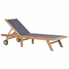 Image de vidaXL Chaise longue pliable avec roulettes Teck massif et textilène44668