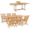 Image de vidaXL Ensemble à manger d'extérieur 7pcs 150-200x100x75cm Teck massif44676