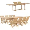 Image de Vidaxl Meuble Ã DÃ®ner De Jardin 9 Pcs 180-280x100x75 Cm Teck Massif