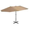 Image de vidaXL Parasol d'extérieur et poteau en aluminium 460x270 cm taupe44870