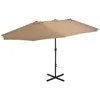 Image de vidaXL Vidaxl Parasol D'extérieur Et Poteau En Aluminium 460 X 270 Cm Taupe