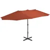 Image de vidaXL Vidaxl Parasol Avec Poteau En Aluminium 460 X 270 Cm Terre Cuite