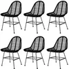 Image de vidaXL Chaises à manger lot de 6 noir rotin naturel275499