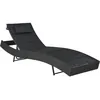Image de vidaXL Vidaxl Chaise Longue Résine Tressée Et Textilène Noir