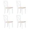 Image de vidaXL Chaises à manger lot de 4 blanc et bois clair bois hévéa massif247359