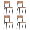Image de vidaXL Chaises Ã  manger lot de 4 marron contreplaquÃ© solide et acier