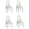 Image de vidaXL Chaises De Salle À Manger 4 Pcs Blanc Similicuir