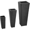 Image de vidaXL Lits surélevés de jardin 3 pcs Résine tressée Noir