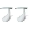 Image de Table Basse Et Dessus De Table Verre Rond Blanc Brillant 2 Pcs - Vidaxl