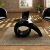 Image de vidaXL Table basse avec dessus de table en verre ovale Noir brillant
