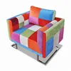 Image de vidaXL Fauteuil cube avec design de patchwork Chrome Tissu 240895