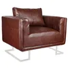 Image de Prolenta Premium - Fauteuil Cube Avec Pieds ChromÃ©s Marron Similicuir