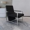 Image de vidaXL Fauteuil avec pieds chromés Noir Similicuir