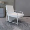 Image de vidaXL Fauteuil avec pieds chromés Blanc Similicuir241007