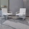 Image de vidaXL Fauteuils lot de 2 avec cadre chromé blanc similicuir