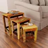 Image de vidaXL Table Gigogne 3 Pcs Vintage Bois De Récupération Yueyinnkeji