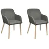 Image de vidaXL Chaises à manger lot de 2 gris clair tissu et chêne massif241156