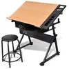 Image de Table à dessin inclinable 2 tiroirs et tabouret