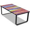 Image de vidaXL Table basse avec impression d'arc-en-ciel Dessus en verre 241175