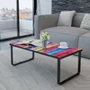 Image de vidaXL Table Basse Avec Impression D'arc-En-Ciel Dessus En Verre