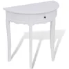 Image de vidaXL Table Console Avec Tiroir Caché & Design Mural Gain De Place Demi-Ronde Blanche