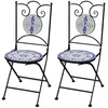 Image de vidaXL Chaises pliables de bistro lot de 2 Céramique Bleu et blanc