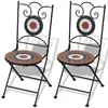 Image de vidaXL Chaises Pliables De Bistro 2 Pcs Céramique Terre Cuite Et Blanc