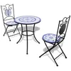 Image de vidaXL Mobilier de bistro 3 pcs Carreaux céramiques Bleu et blanc