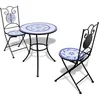 Image de vidaXL Vidaxl set de bistro mosaïqué table 60 cm et 2 chaises bleu/blanc