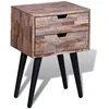 Image de Vidaxl Table De Chevet Avec 2 Tiroirs Bois De Teck RecyclÃ©