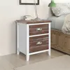 Image de vidaXL Table de chevet 2 pcs avec 2 tiroirs Marron et blanc 242042