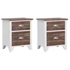 Image de vidaXL 2 tables de chevet / meubles pour tÃ©lÃ©phone Ã© tiroirs marron blanc