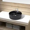 Image de Vasque rond à trou robinet/trop-plein céramique pour salle de bain141939