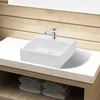 Image de vidaXL Lavabo carré à trou pour robinet Céramique Blanc