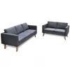 Image de Jeu De CanapÃ© Ã 2 Places Et Ã 3 Places Tissu Gris FoncÃ©