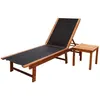 Image de vidaXL Chaise longue avec table Bois d'acacia solide et textilène41746