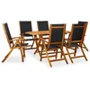 Image de vidaXL Mobilier À Dîner D'extérieur 7 Pcs En Bois D'acacia Solide