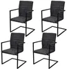 Image de vidaXL Chaises à manger cantilever lot de 4 noir similicuir272415