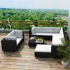 Image de vidaXL Salon de jardin 10 pcs avec coussins Résine tressée Noir41876