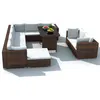 Image de vidaXL Salon de jardin 10 pcs avec coussins Résine tressée Marron