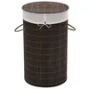 Image de vidaXL Panier à linge rond en bambou Marron foncé242724