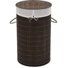 Image de vidaXL vidaXL Panier à linge rond en bambou Marron foncé