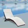Image de vidaXL Chaise longue pliable avec coussin Résine tressée Marron41808