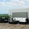 Image de vidaXL Salon de jardin 6 pcs avec coussins résine tressée noir42102